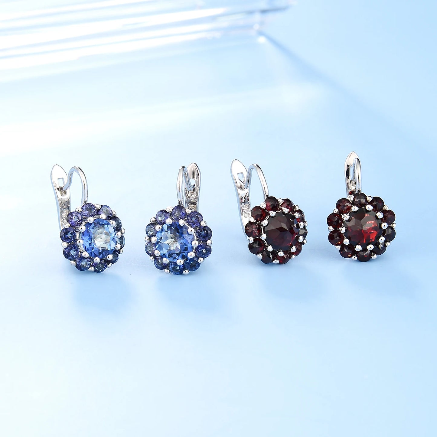 Woman's Iolite Blue Mystic Quartz Gemstone Clip Earrings