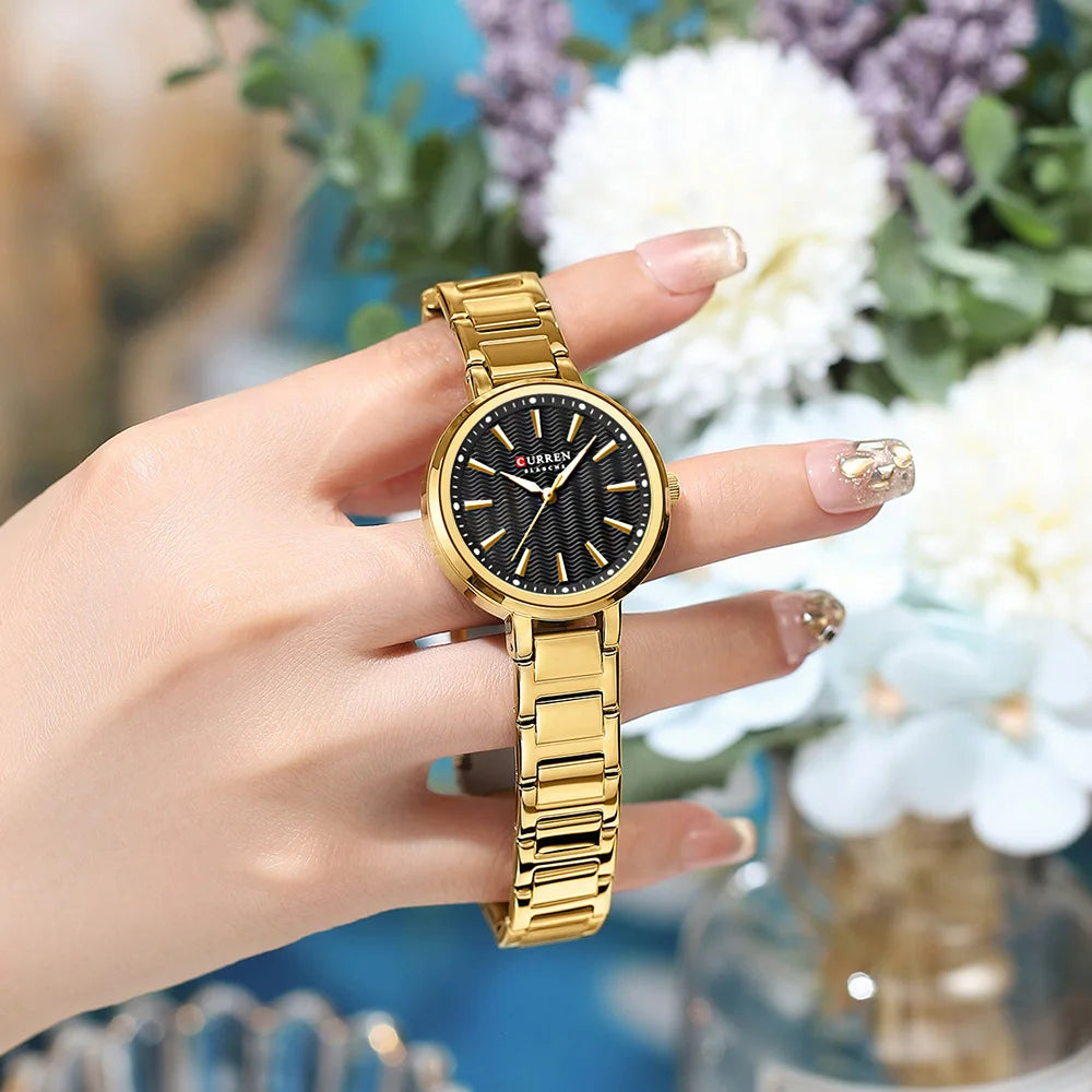 Womens Stainless Steel Waterproof Luminous Wristwatch