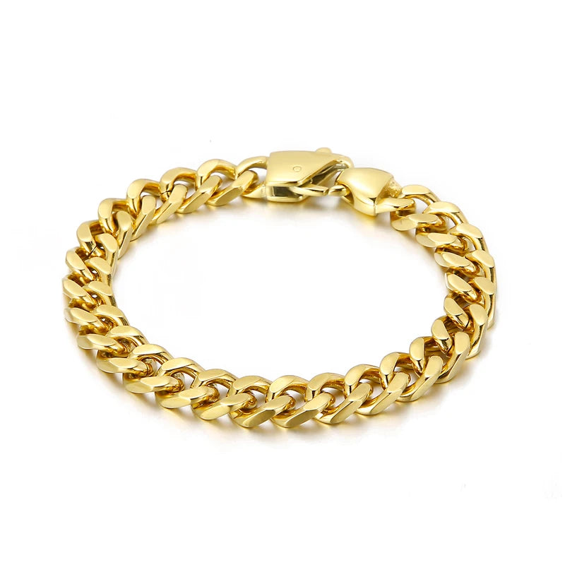3 Color 316L Stainless Steel Cuban Chain Men's Bracelet