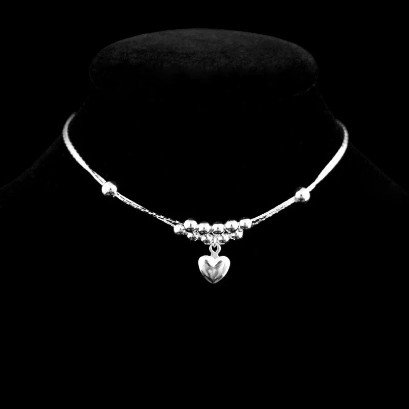 Check Out Our Mobile Watch Price, Love Heart 925 Sterling Silver Ladies Anklet Bracelet