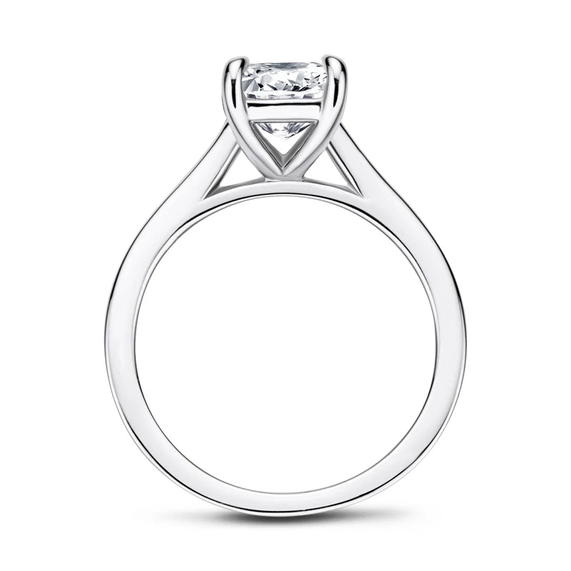 Sterling Silver 7x9mm Emerald Cut Solitiare Ring for Women