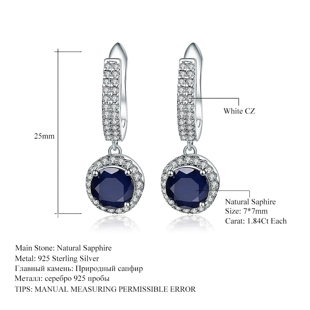 Blue Sapphire 925 sterling silver Charms Drop Earrings
