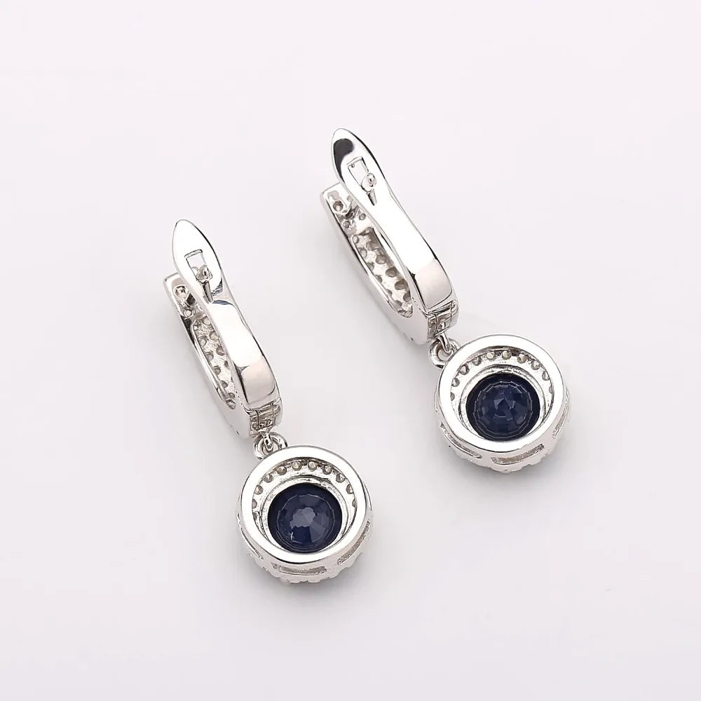 Blue Sapphire 925 sterling silver Charms Drop Earrings
