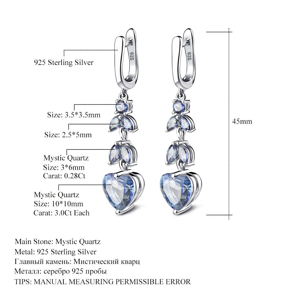 Womens Iolite Blue Mystic Quartz Gemstone Drop Earrings