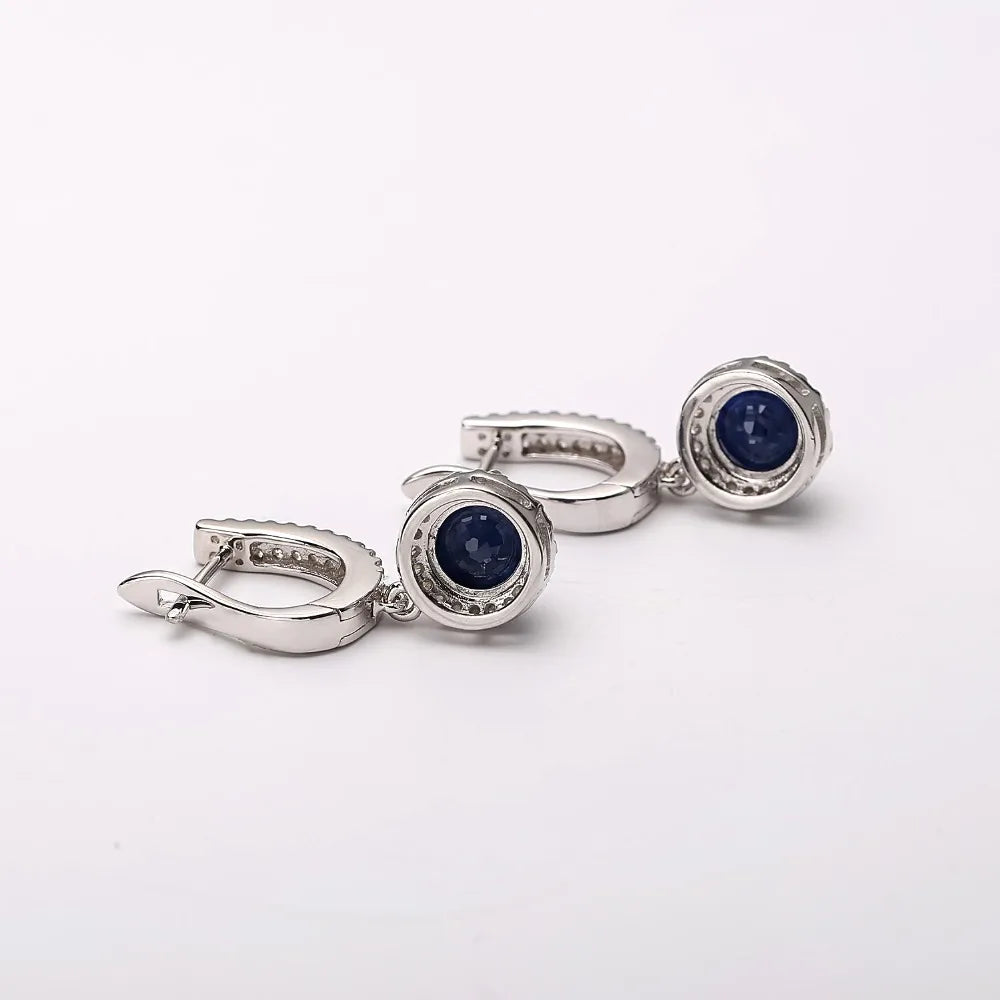 Blue Sapphire 925 sterling silver Charms Drop Earrings