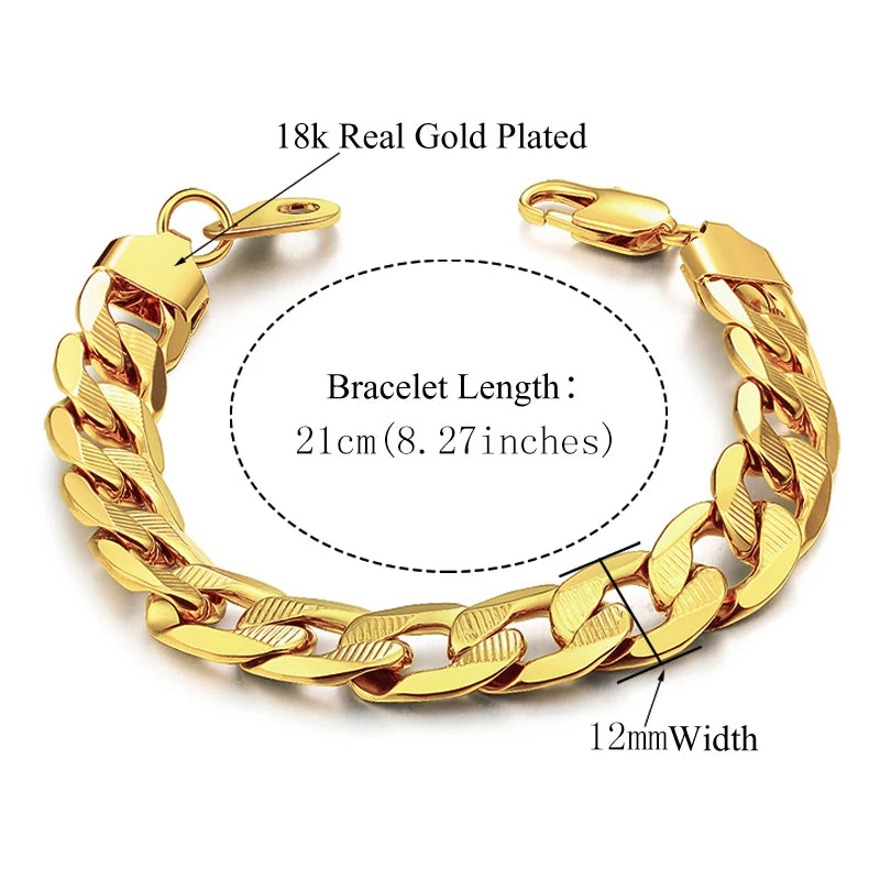 Male Curb Cuban Link Chain Bracelet For Men Stainless Steel