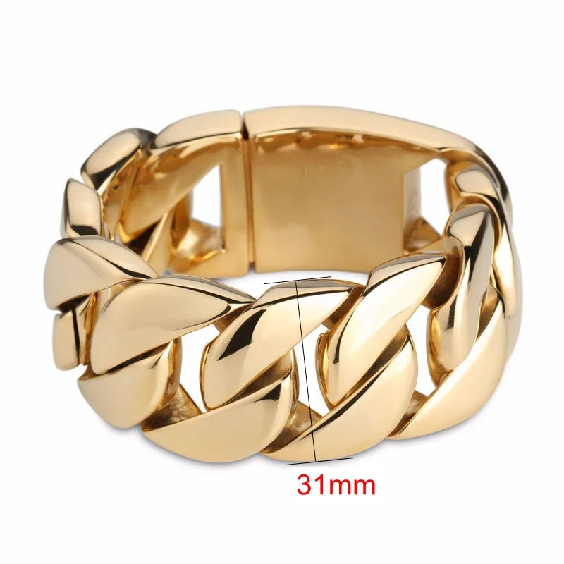 Men's 316 Stainless Steel Gold Bracelet Bangle