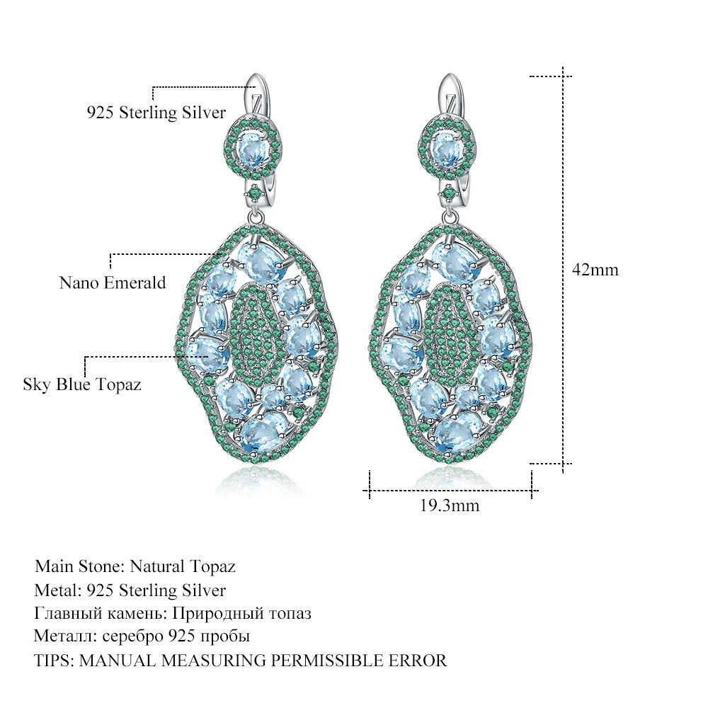 Sky Blue Topaz Hyperbole Sterling Sliver Drop Earrings
