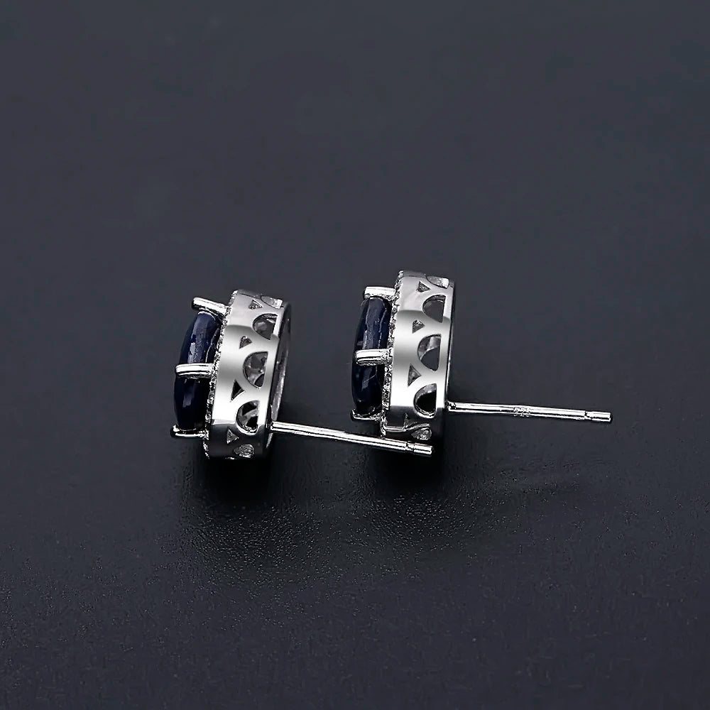 Women's Blue Sapphire 925 sterling silver Stud Earrings