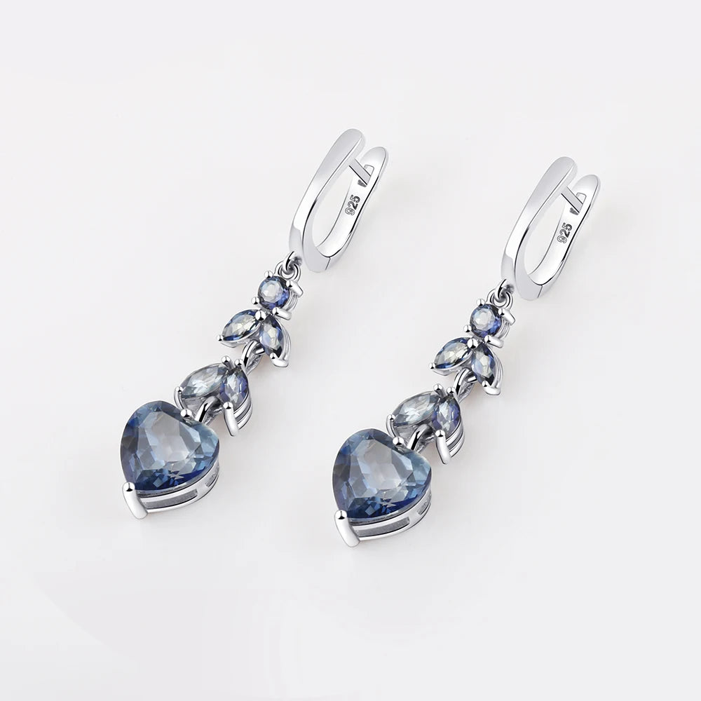 Womens Iolite Blue Mystic Quartz Gemstone Drop Earrings
