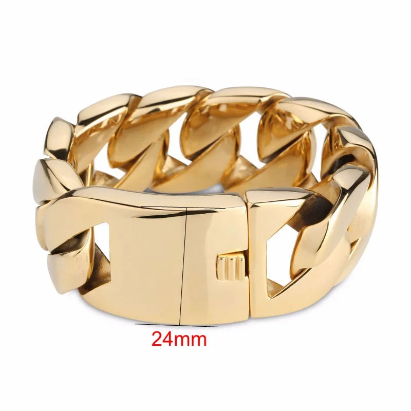 Men's 316 Stainless Steel Gold Bracelet Bangle