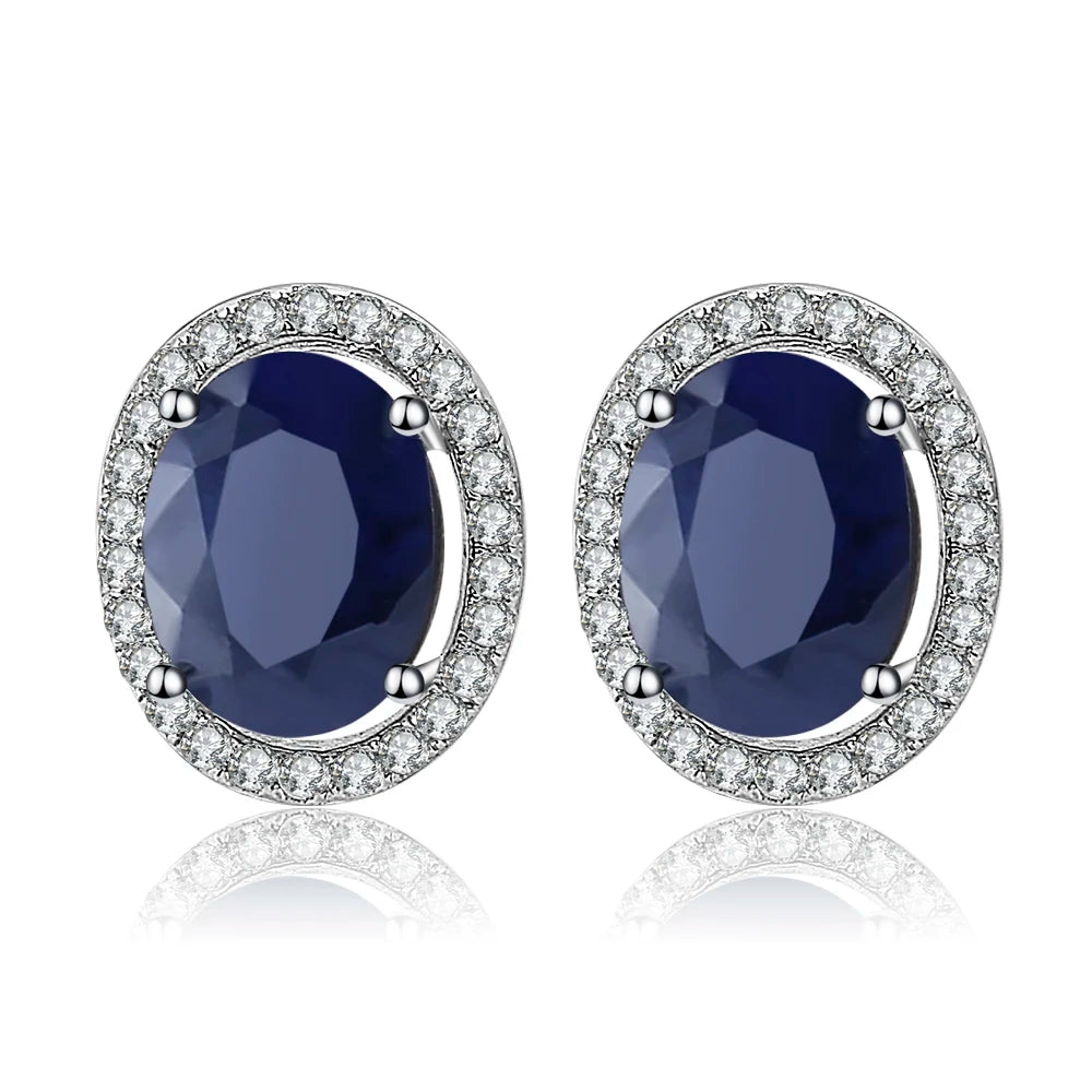 Women's Blue Sapphire 925 sterling silver Stud Earrings
