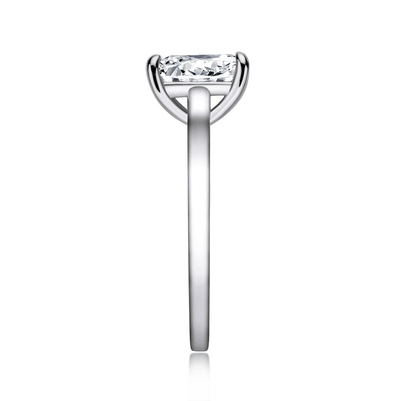 Sterling Silver 7x9mm Emerald Cut Solitiare Ring for Women