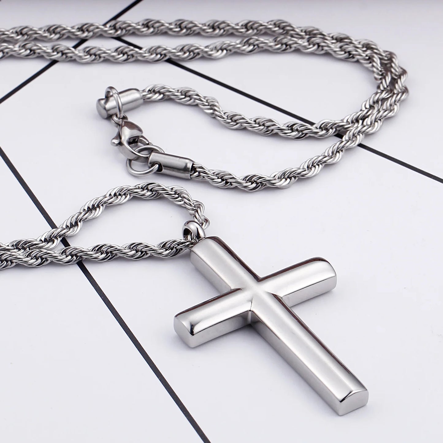 Designer Fashion Necklaces Steel Chain Link Cross Chain