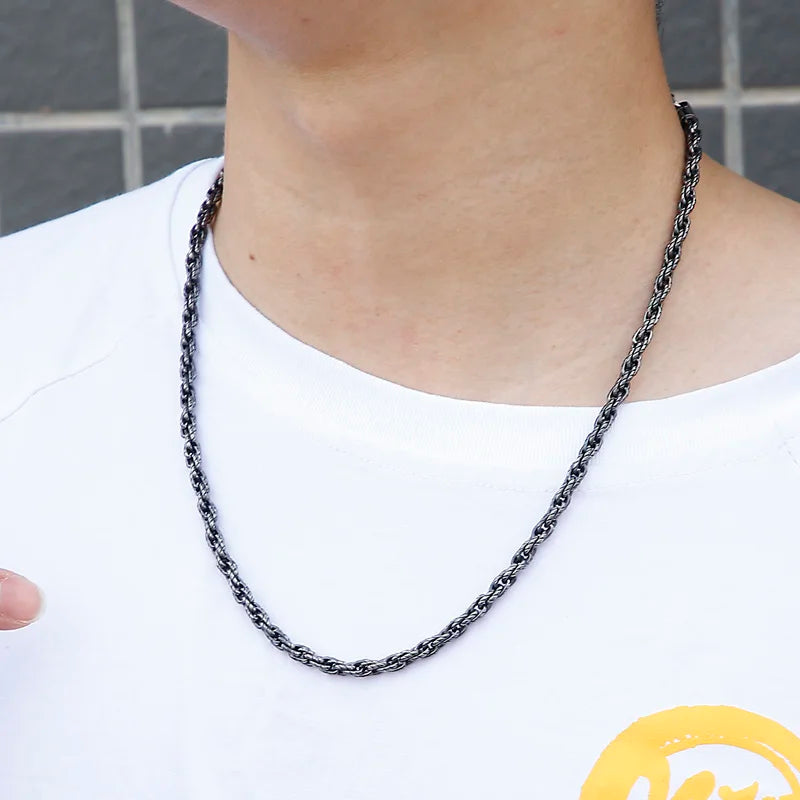 Men's Stainless Steel Matte Chain Link Fashion Necklace