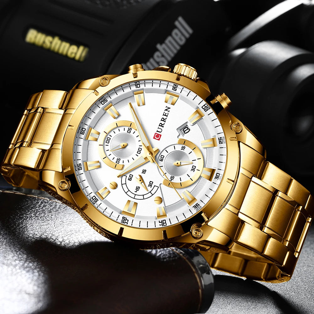 Men's Luxury Sport Quartz Gold Wristwatch