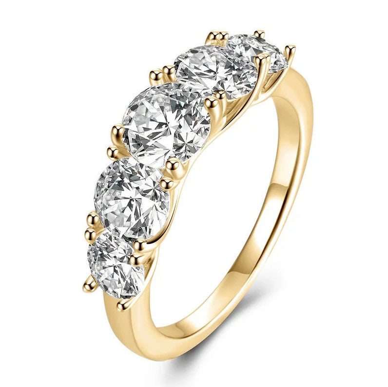 Womens 5 Stone Moissanite Diamonds Engagement Wedding Bands