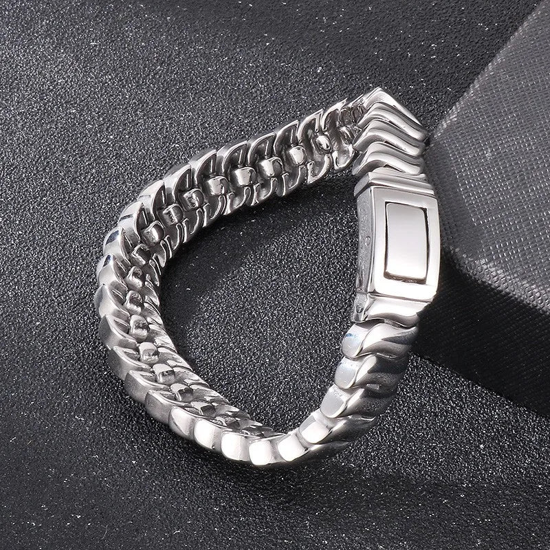 Stainless Steel Keel Chain Bracelet for Men Punk Polished