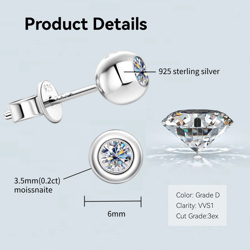 Moissanite Silver Plated Gold Earrings for Women