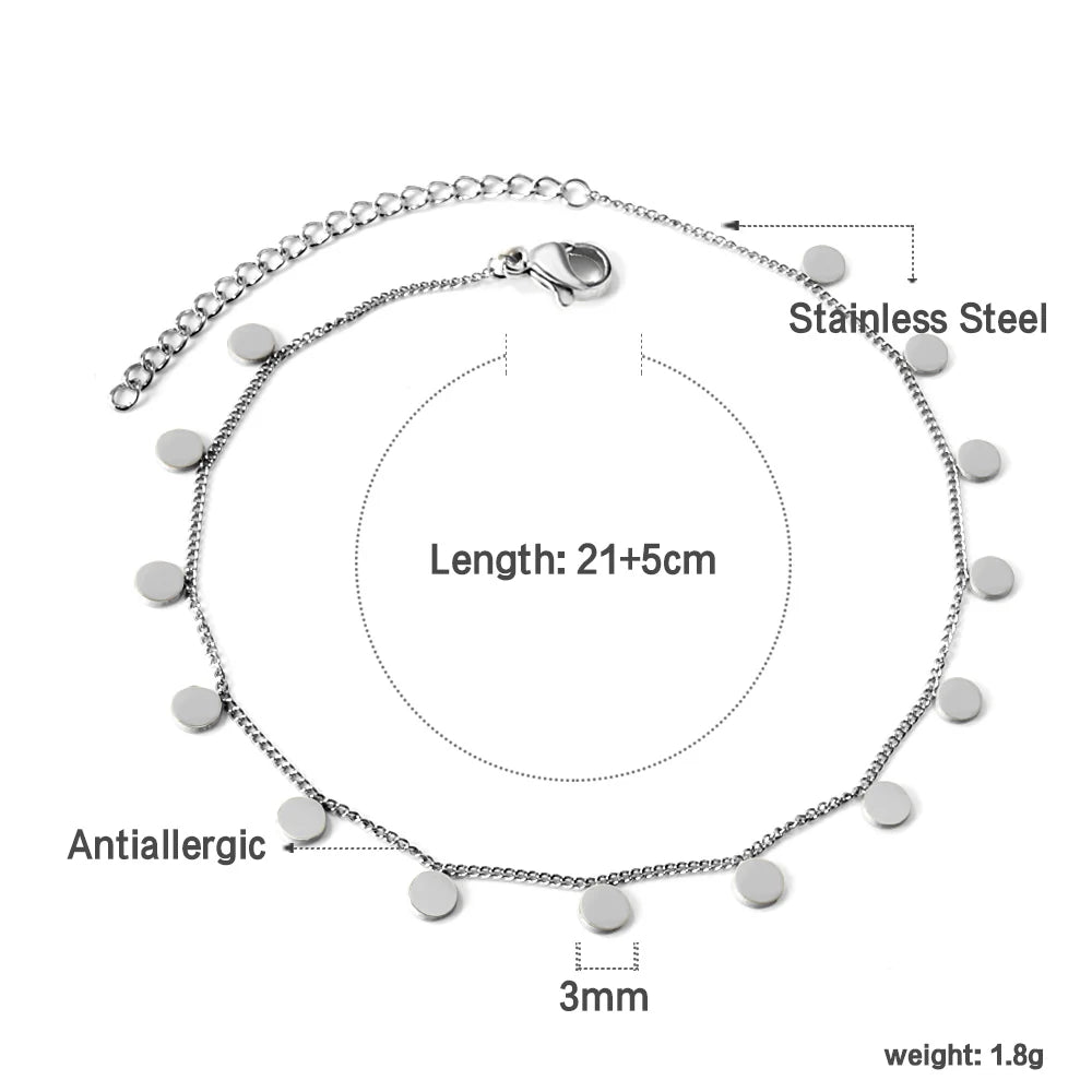 Check Out Our Mobile Watch Price, Geometric Charm Anklet Stainless Steel Tassel Ankle Chain