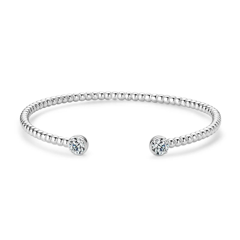 Check Out Our Mobile Watch Price, Womens Bangle Silver Bezel Round Moissanite Bracelet