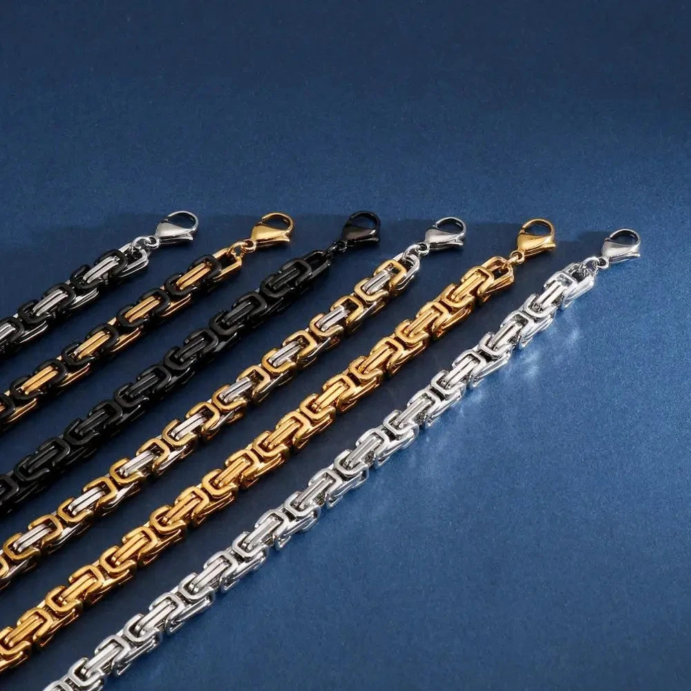 Mens/Women 4/5/6/8mm Byzantine Chain Link Fashion Necklace
