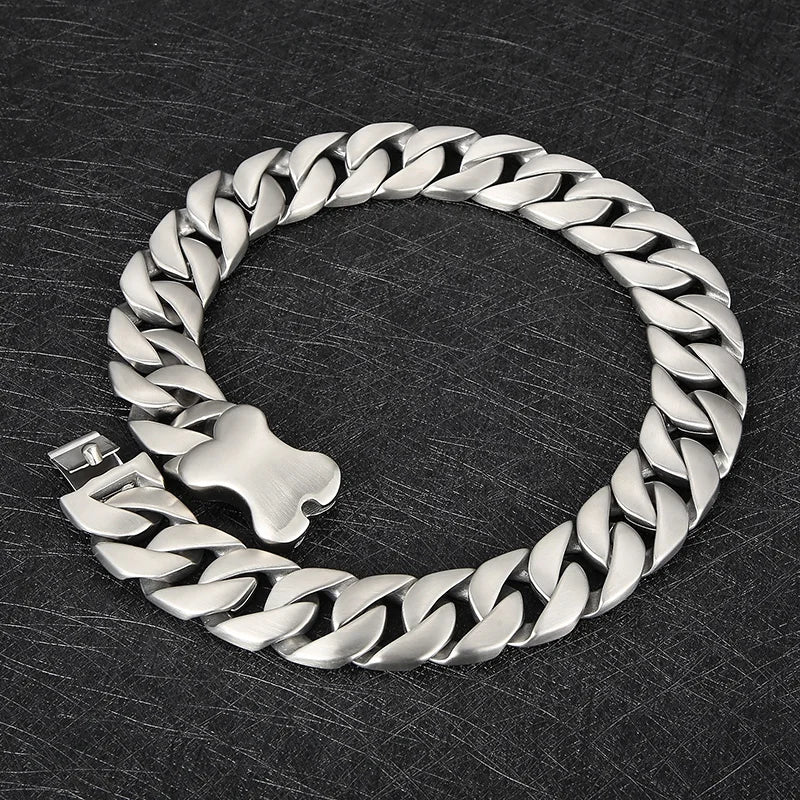 Cuban Chain Dog Bone Charm Necklace for Men and Women