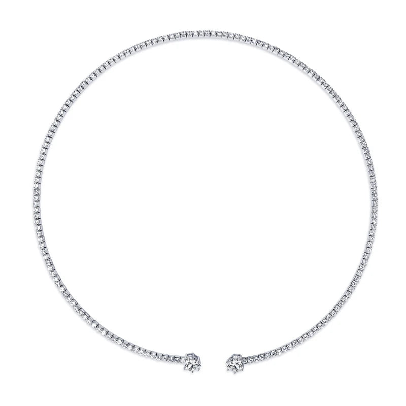 Check Out Our Mobile Watch Price, Women Heart Cut Moissanite Collar Necklace Sterling Silver