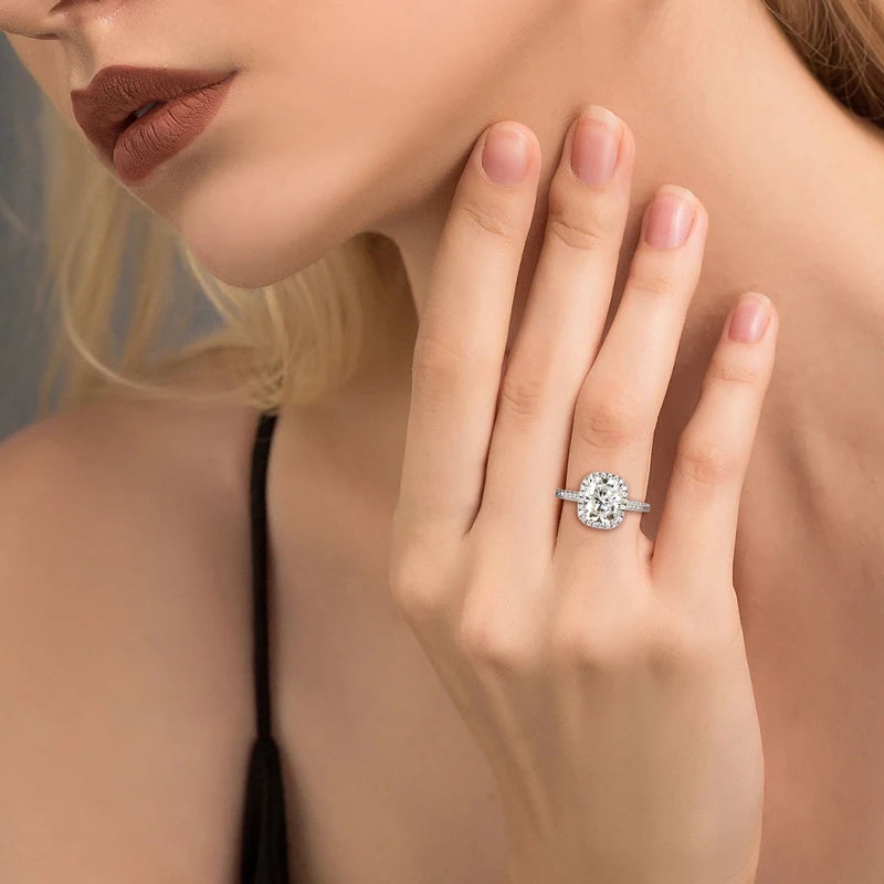 Check Out Our Mobile Watch Price, Womens Cushion Cut Moissanite Wedding Ring Sterling Sliver