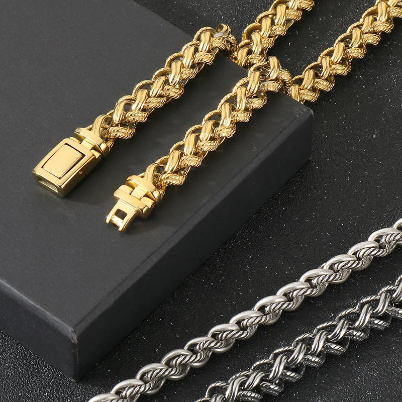 Men's Stainless Steel Chain Link Fashion Twisted Necklace