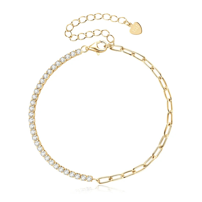 18k Gold Plated Moissanite Cuban Bracelet for Women & Men