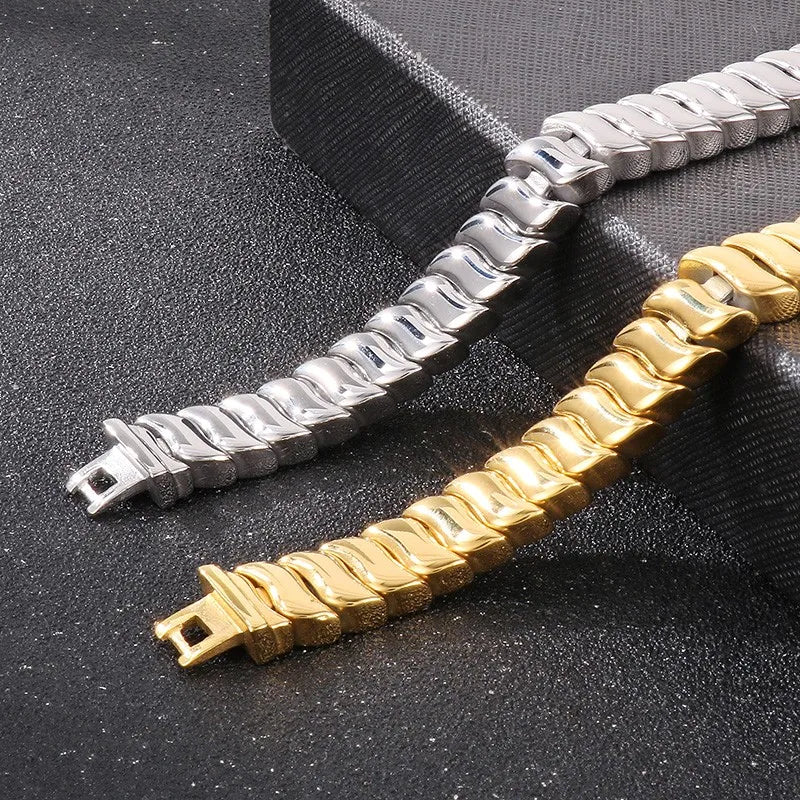 Stainless Steel Keel Chain Bracelet for Men Punk Polished