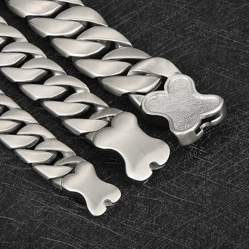 Cuban Chain Dog Bone Charm Necklace for Men and Women