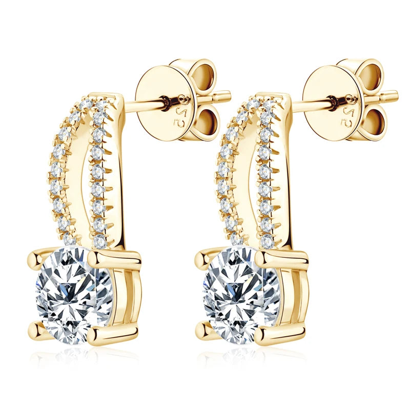 Moissanite Drop Earrings Silver Piercing for Women
