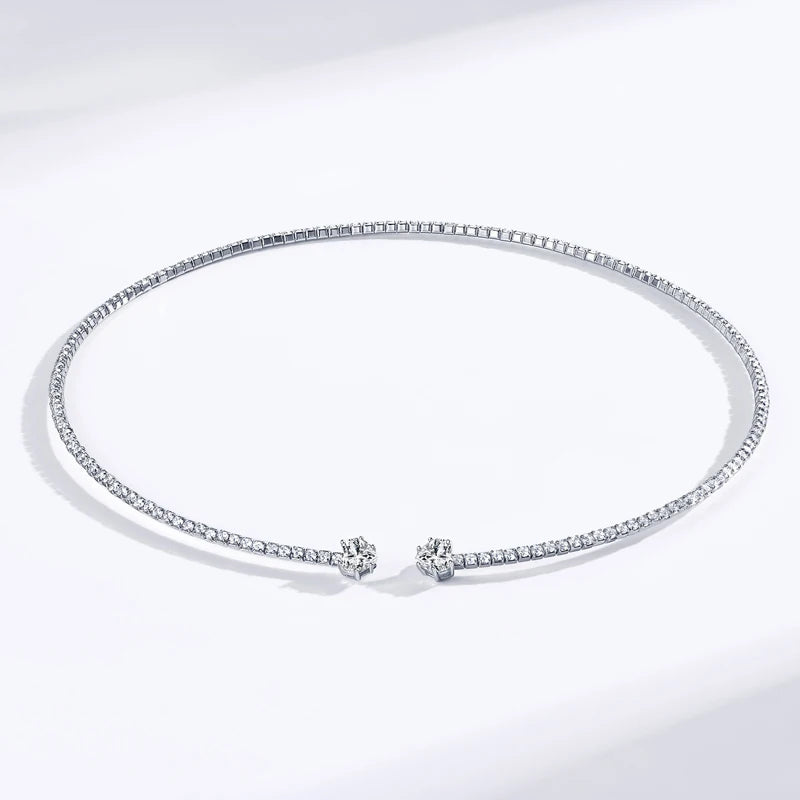 Check Out Our Mobile Watch Price, Women Heart Cut Moissanite Collar Necklace Sterling Silver