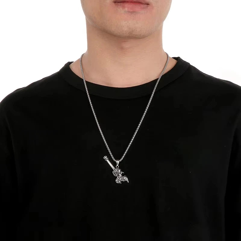 Check Out Our Mobile Watch Price, Men's Stainless Steel Trumpet Pendant Necklace