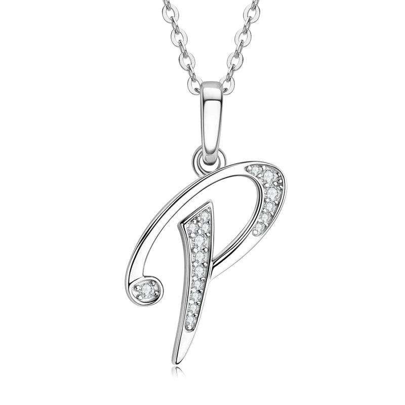 Couples Letter Initial Name Moissanite Necklace 925 Silver