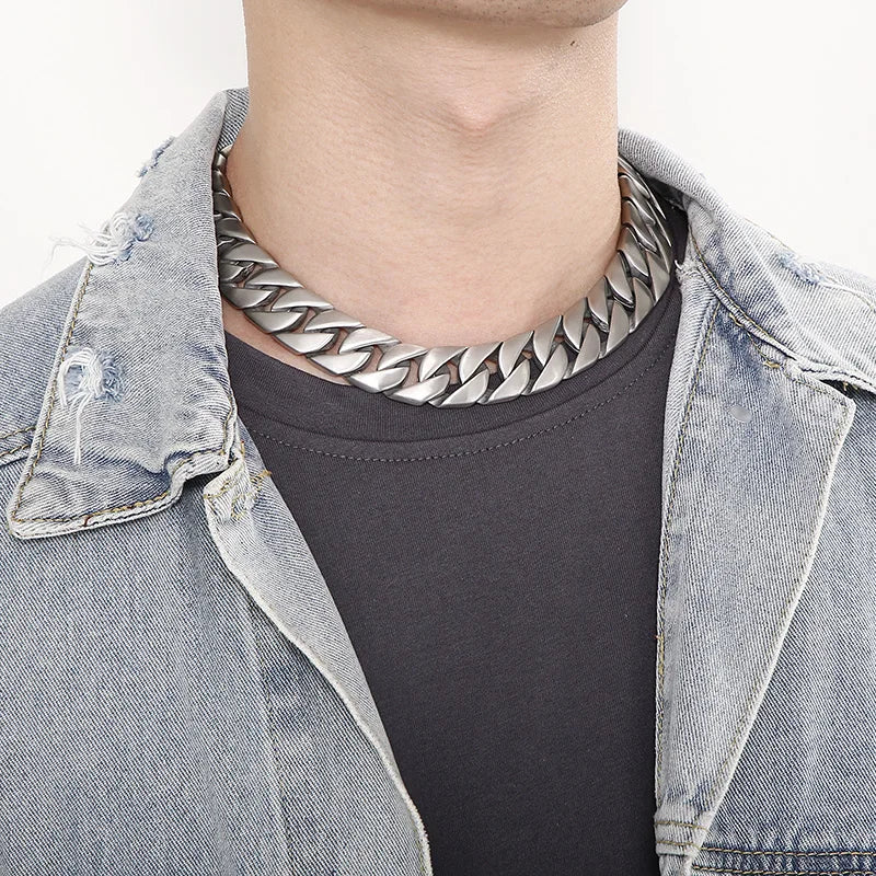 Cuban Chain Dog Bone Charm Necklace for Men and Women