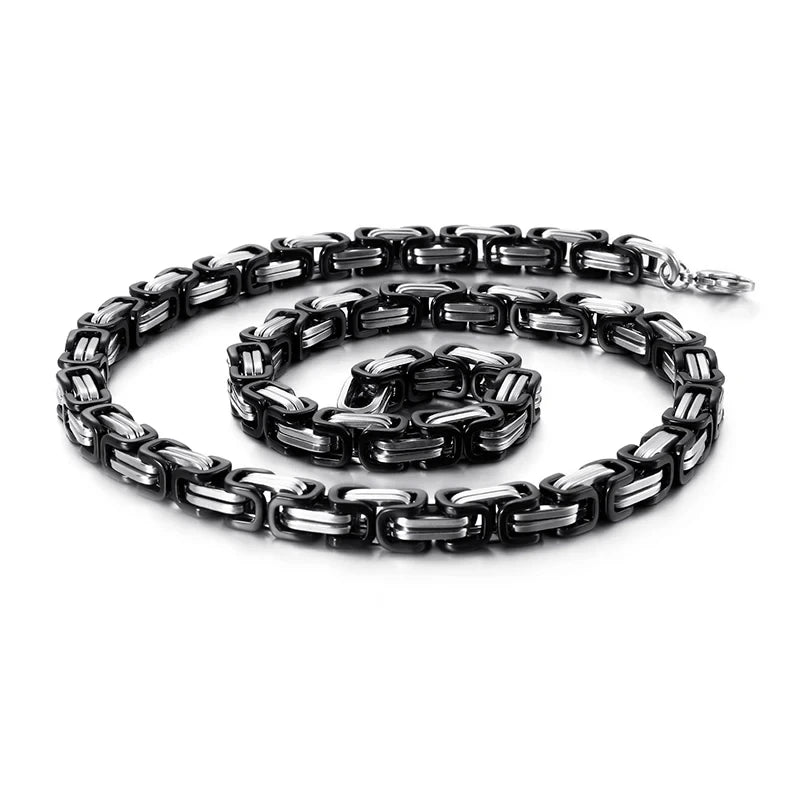 Mens/Women 4/5/6/8mm Byzantine Chain Link Fashion Necklace