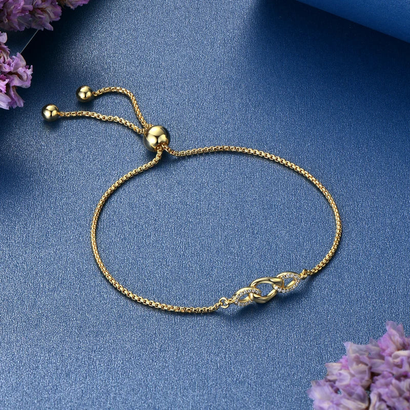 Women Adjustable Moissanite Bracelet Silver Plated Gold