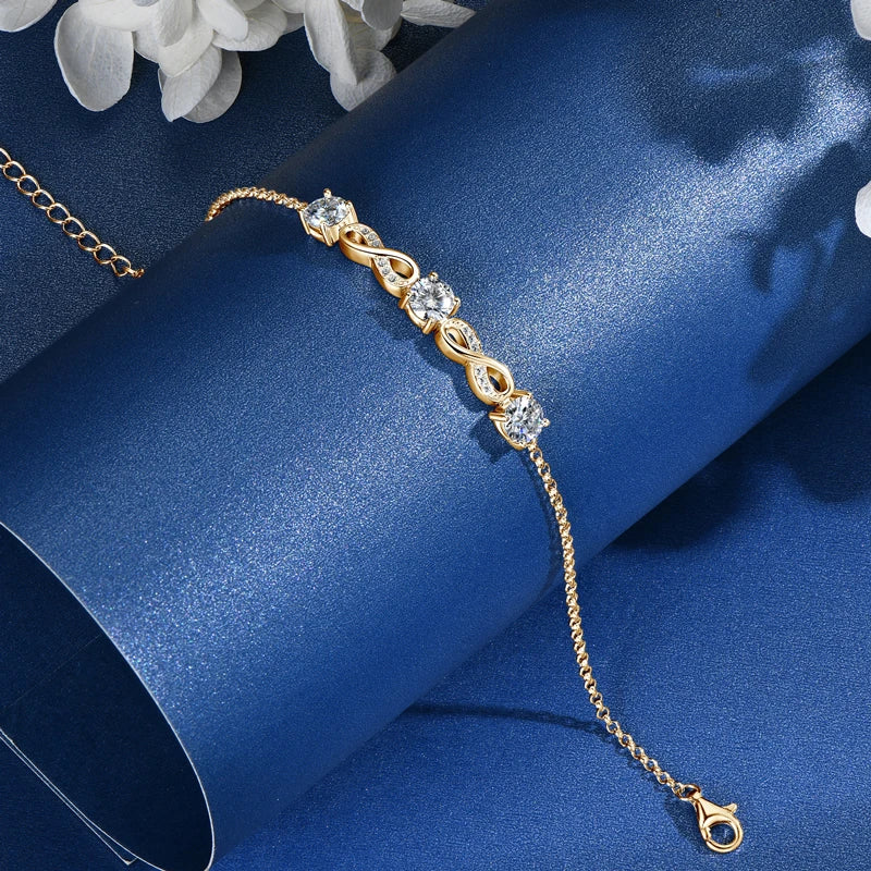 Check Out Our Mobile Watch Price, Womens 18k Gold Plated Moissanite Bracelet Silver Bracelet