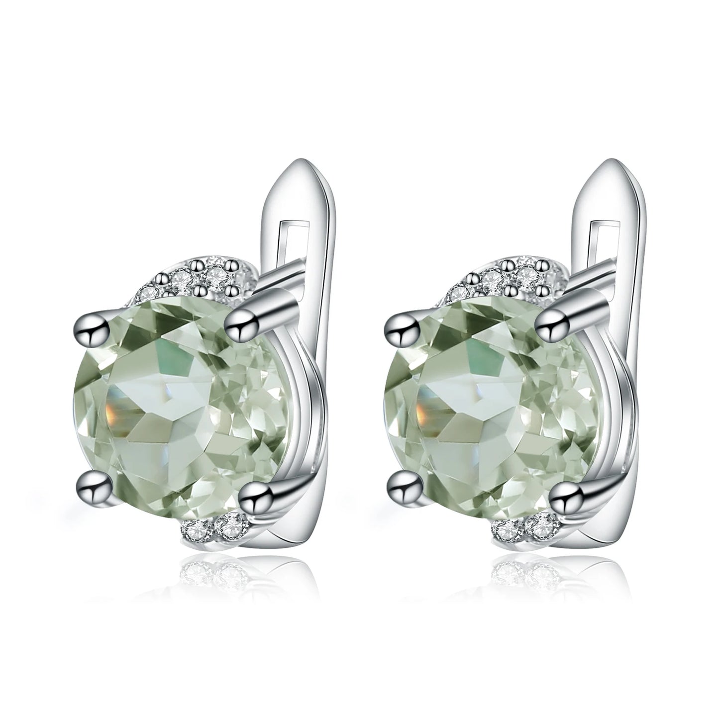 Check Out Our Mobile Watch Price, Woman's Green Amethyst Prasiolite 925 Silver Stud Earrings