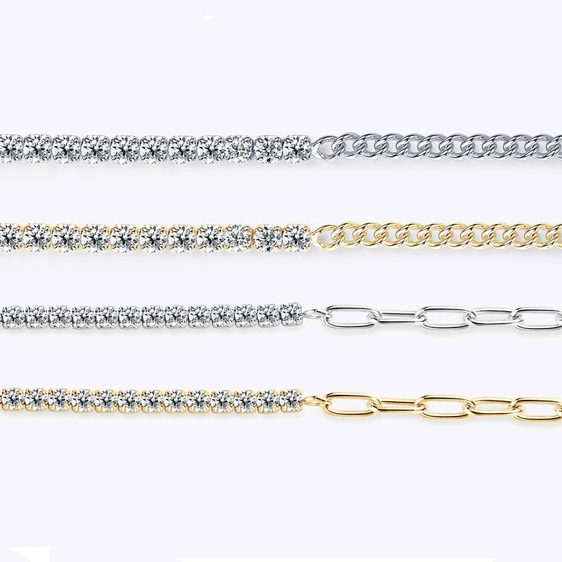 18k Gold Plated Moissanite Cuban Bracelet for Women & Men