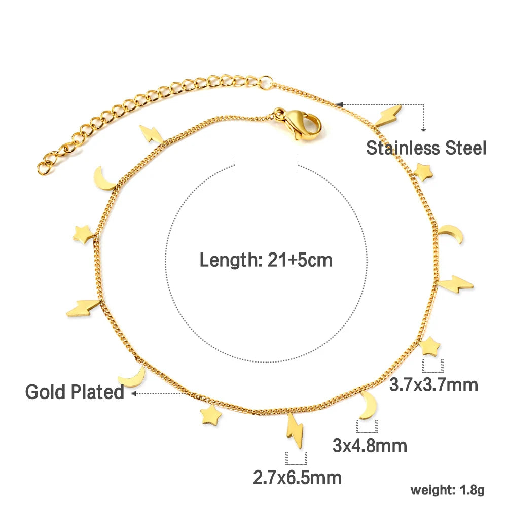 Check Out Our Mobile Watch Price, Geometric Charm Anklet Stainless Steel Tassel Ankle Chain
