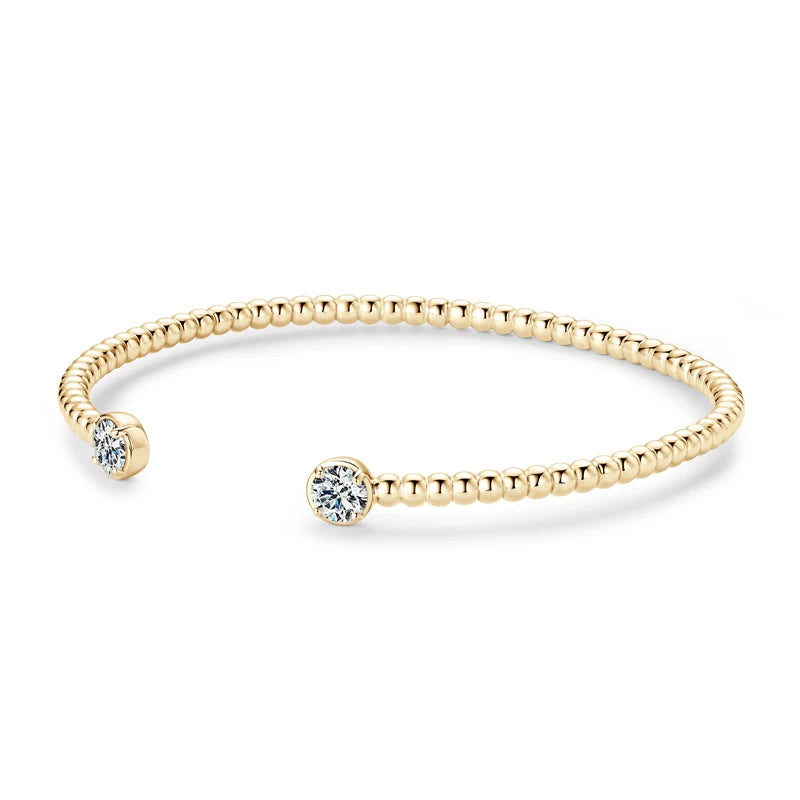 Check Out Our Mobile Watch Price, Womens Bangle Silver Bezel Round Moissanite Bracelet