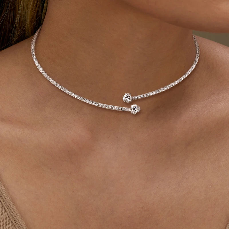 Check Out Our Mobile Watch Price, Women Heart Cut Moissanite Collar Necklace Sterling Silver
