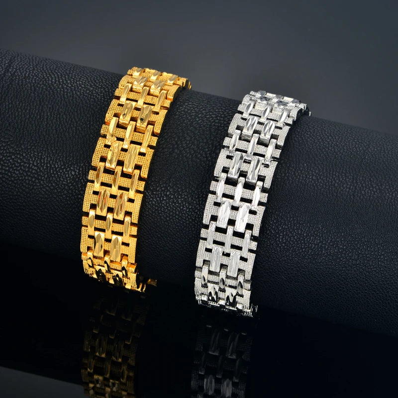 Trendy Thick Chain Mens-Womans Bracelet Gold Plated Chain