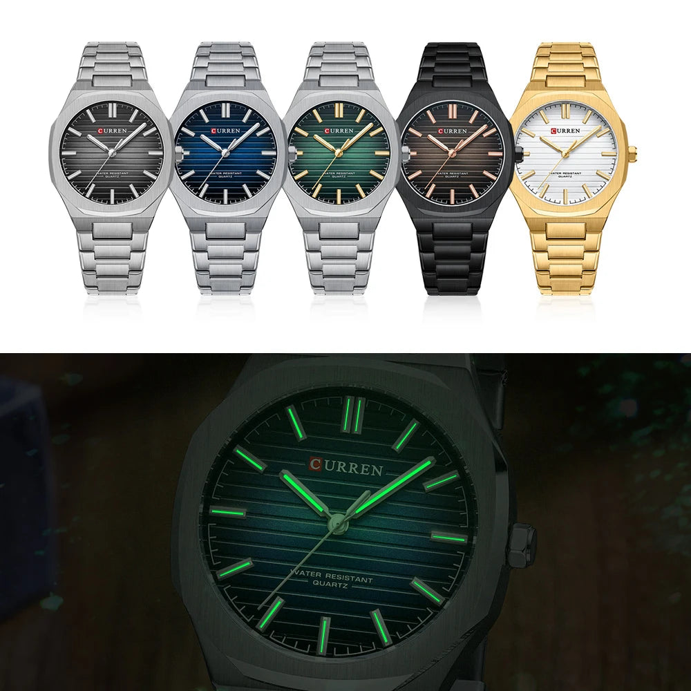 Men's Stainless Steel Quartz Luminous Business Watch