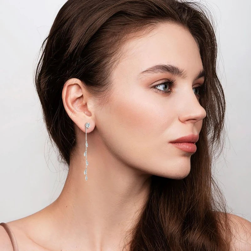 Leaf Dangle Drop Chandelier Earrings Silver 925 for Women