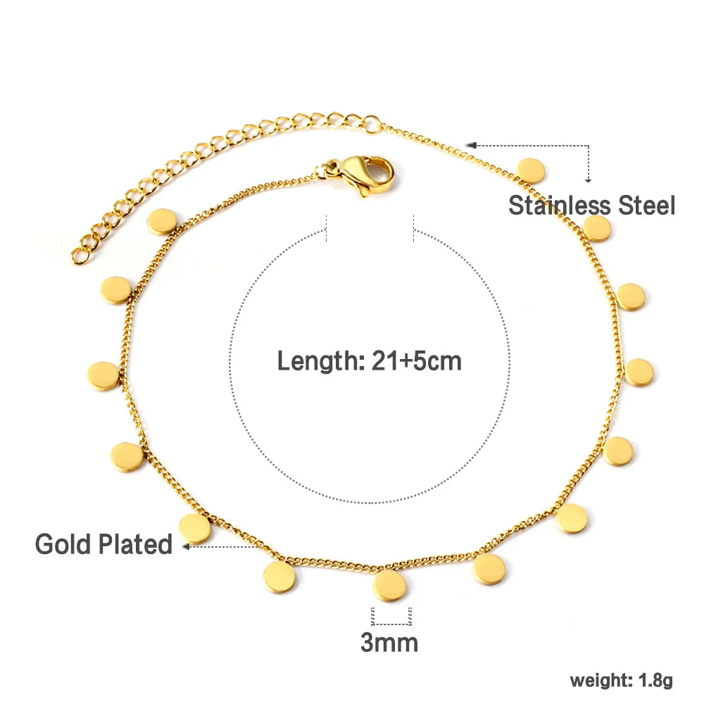 Check Out Our Mobile Watch Price, Geometric Charm Anklet Stainless Steel Tassel Ankle Chain